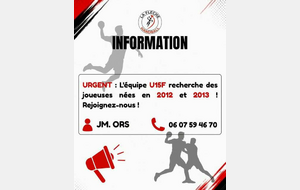 Recherchons joueuses nées en 2012, 2013 ou 2014