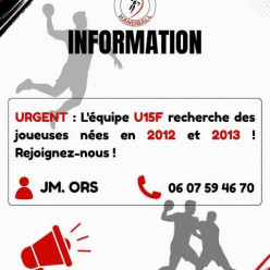 Recherchons joueuses nées en 2012, 2013 ou 2014