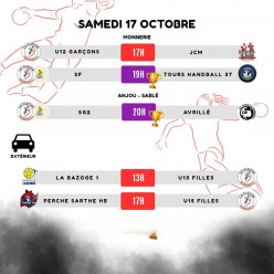 🔴⚫ PROGRAMME MATCHS | 17 OCTOBRE 🤾‍♀️🤾‍♂️